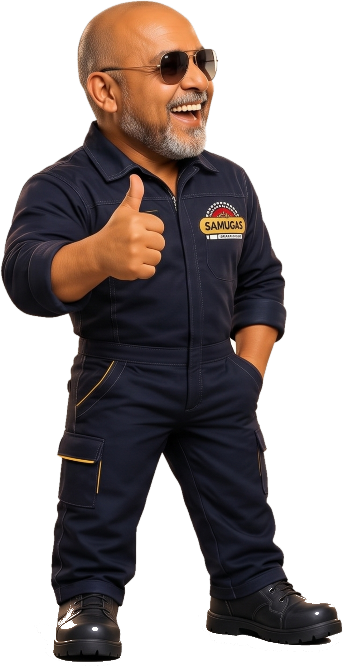 SamuZinho de lado fazendo sinal de positivo